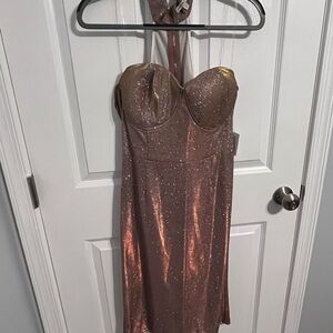 Sparkling Strapless Halter Dress